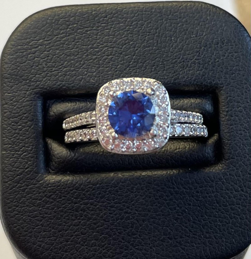 New Generations Diamond and Blue Sapphire Bridal Ring 0